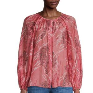 Tobi Halperin Leon Tiger Print Cotton Silk Blouse